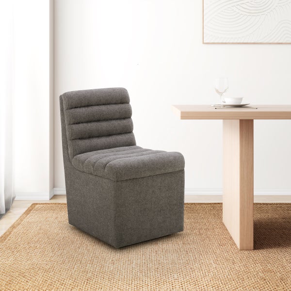 Aiden & Ivy Fabric Armless Dining Chair with Casters