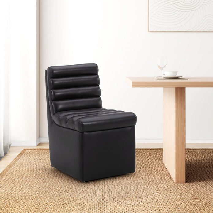 Aiden & Ivy Top-grain Leather Armless Dining Chair with Casters