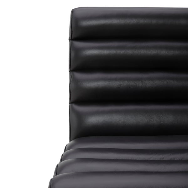 Aiden & Ivy Top-grain Leather Armless Dining Chair with Casters