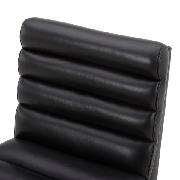 Aiden & Ivy Top-grain Leather Armless Dining Chair with Casters
