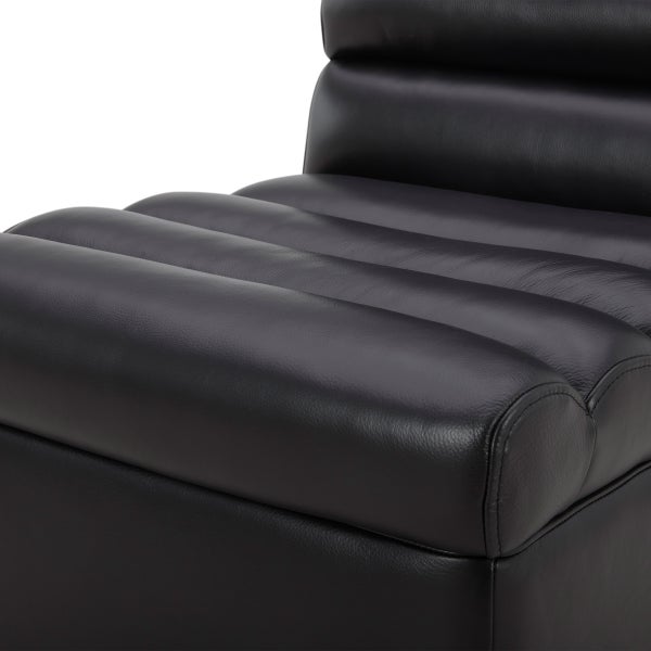 Aiden & Ivy Top-grain Leather Armless Dining Chair with Casters