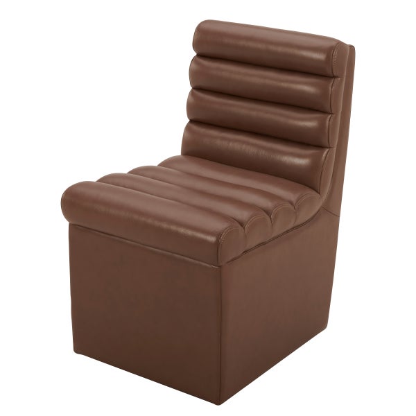 Aiden & Ivy Top-grain Leather Armless Dining Chair with Casters