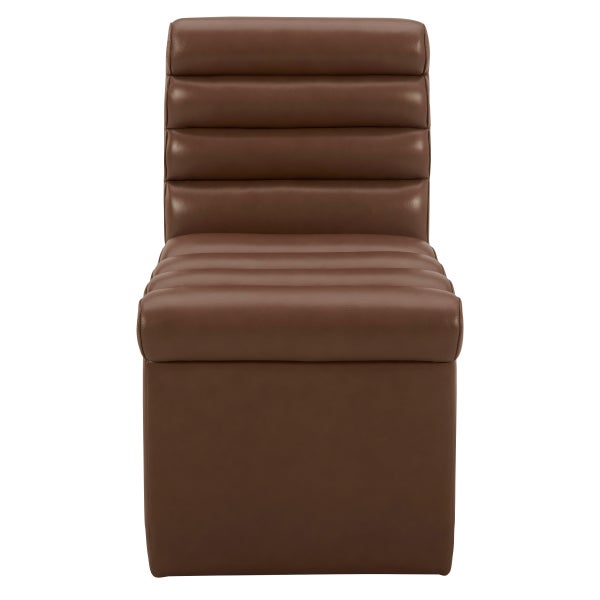 Aiden & Ivy Top-grain Leather Armless Dining Chair with Casters