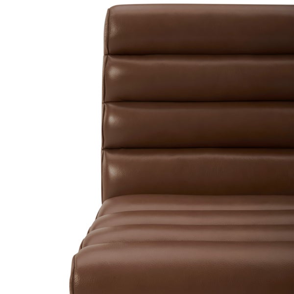 Aiden & Ivy Top-grain Leather Armless Dining Chair with Casters
