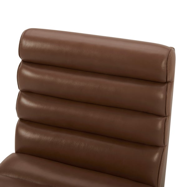 Aiden & Ivy Top-grain Leather Armless Dining Chair with Casters