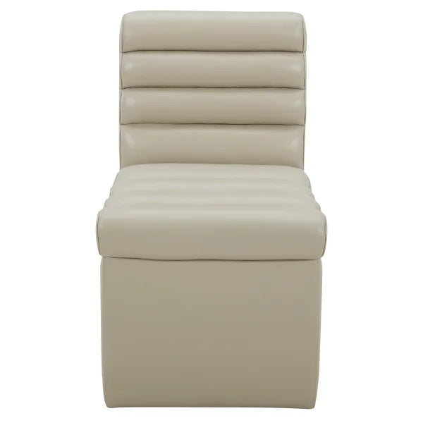 Aiden & Ivy Top-grain Leather Armless Dining Chair with Casters