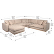 Nice Link 4-piece Fabric Sectional with Ottoman
