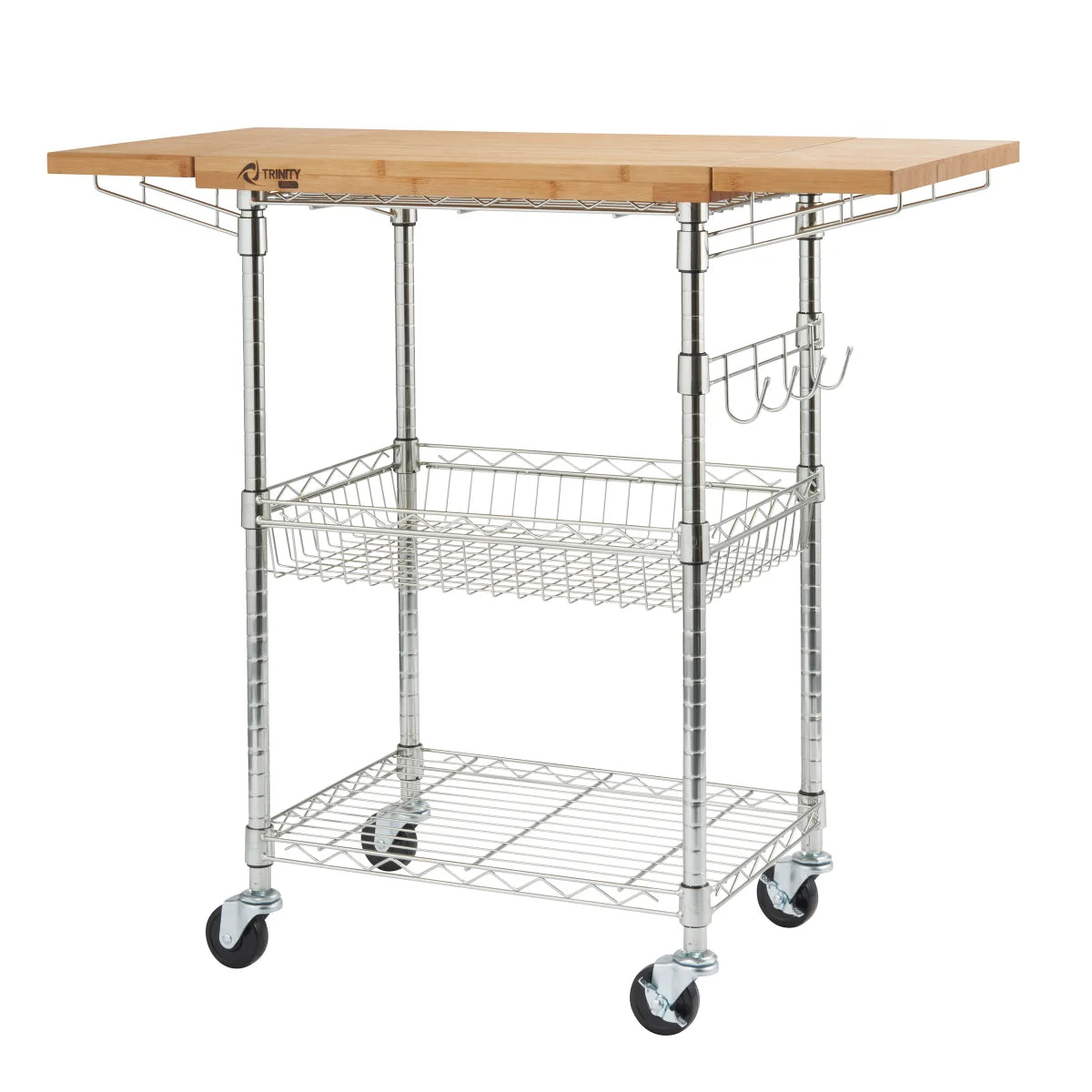 Trinity Pro Storage Expandable Bamboo Kitchen Cart