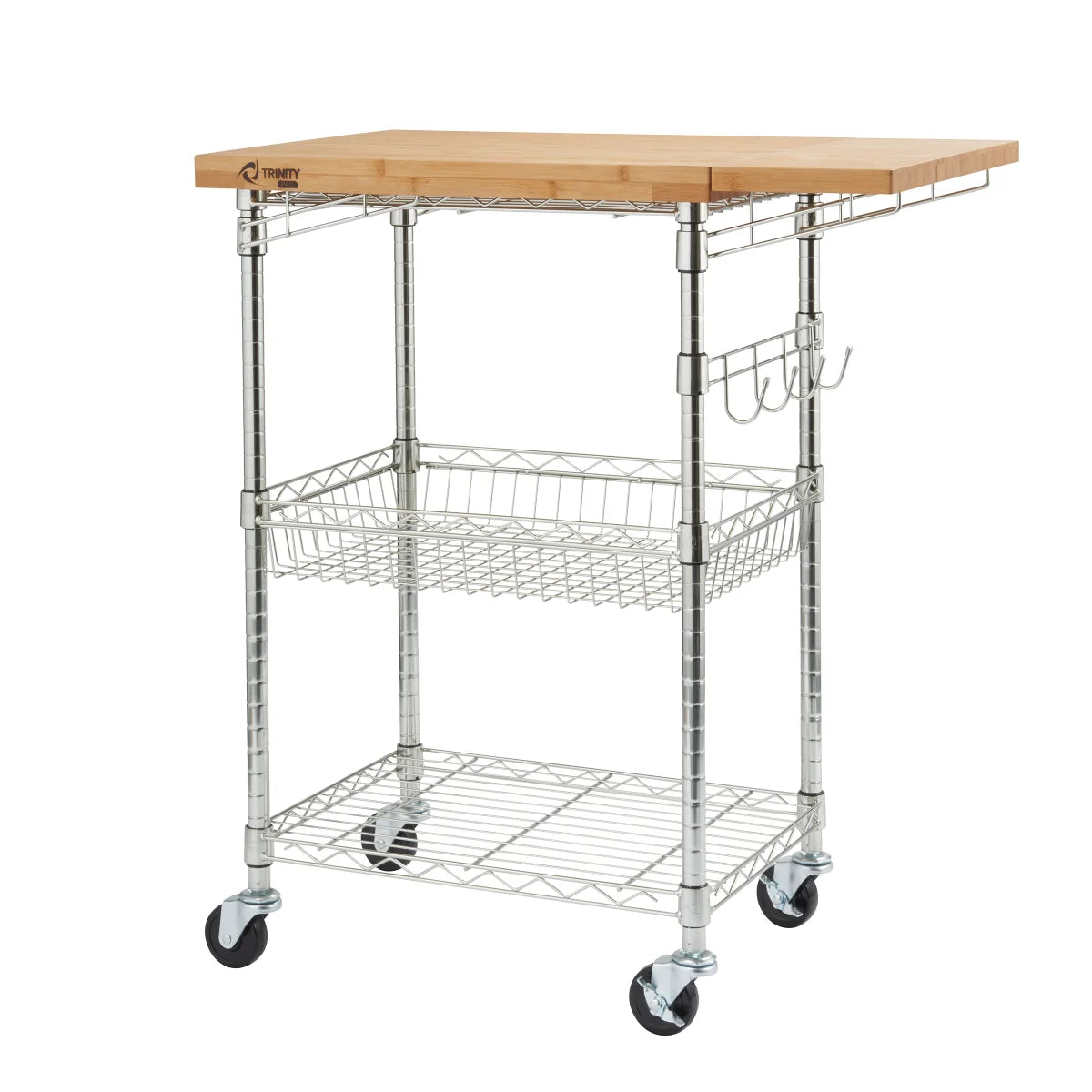 Trinity Pro Storage Expandable Bamboo Kitchen Cart