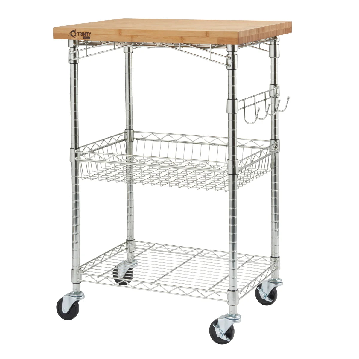 Trinity Pro Storage Expandable Bamboo Kitchen Cart