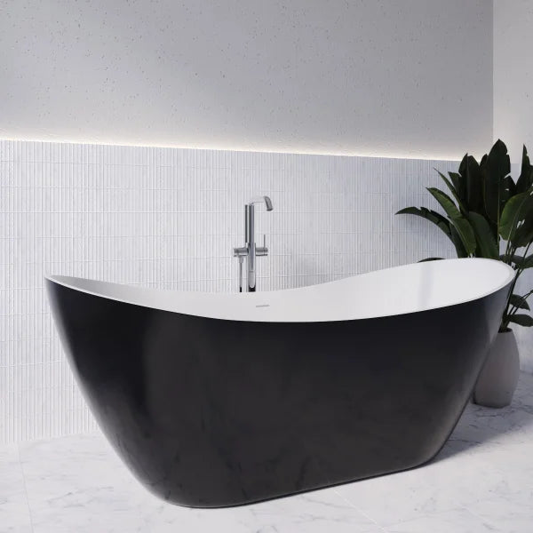 Streamline 71 in. Freestanding Bathtub with Expandable Bamboo Bathtub Caddy