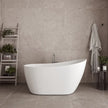 Streamline 55 in. Freestanding Bathtub with Expandable Bamboo Bathtub Caddy