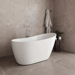 Streamline 55 in. Freestanding Bathtub with Expandable Bamboo Bathtub Caddy