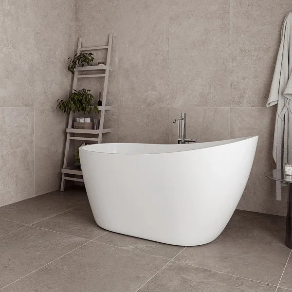 Streamline 55 in. Freestanding Bathtub with Expandable Bamboo Bathtub Caddy