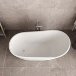 Streamline 55 in. Freestanding Bathtub with Expandable Bamboo Bathtub Caddy
