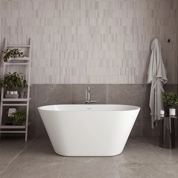 Streamline 54 in. Freestanding Bathtub with Expandable Bamboo Bathtub Caddy