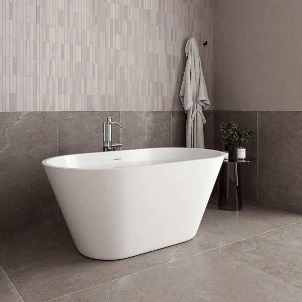 Streamline 54 in. Freestanding Bathtub with Expandable Bamboo Bathtub Caddy