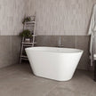 Streamline 54 in. Freestanding Bathtub with Expandable Bamboo Bathtub Caddy