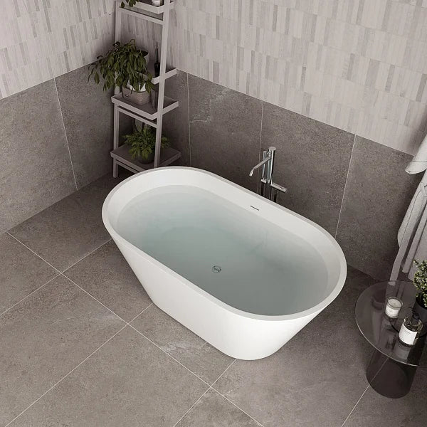 Streamline 54 in. Freestanding Bathtub with Expandable Bamboo Bathtub Caddy