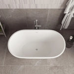 Streamline 54 in. Freestanding Bathtub with Expandable Bamboo Bathtub Caddy