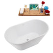 Streamline 54 in. Freestanding Bathtub with Expandable Bamboo Bathtub Caddy