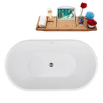 Streamline 54 in. Freestanding Bathtub with Expandable Bamboo Bathtub Caddy