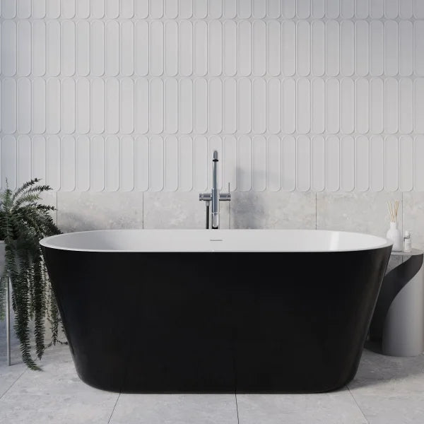 Streamline 59 in. Freestanding Bathtub with Expandable Bamboo Bathtub Caddy