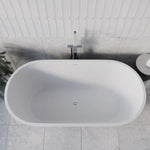 Streamline 59 in. Freestanding Bathtub with Expandable Bamboo Bathtub Caddy