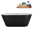 Streamline 59 in. Freestanding Bathtub with Expandable Bamboo Bathtub Caddy