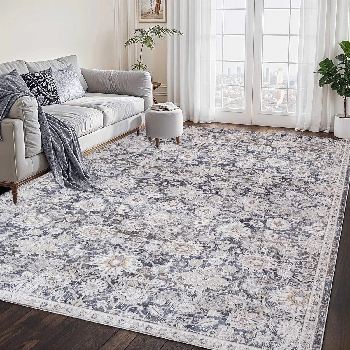 Roots Home Oak Bay Collection Paisley Charcoal Indoor Area Rug