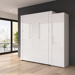 Bestar Avalon Queen Wall Bed with one storage closet, High Gloss White