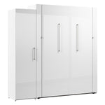 Bestar Avalon Queen Wall Bed with one storage closet, High Gloss White