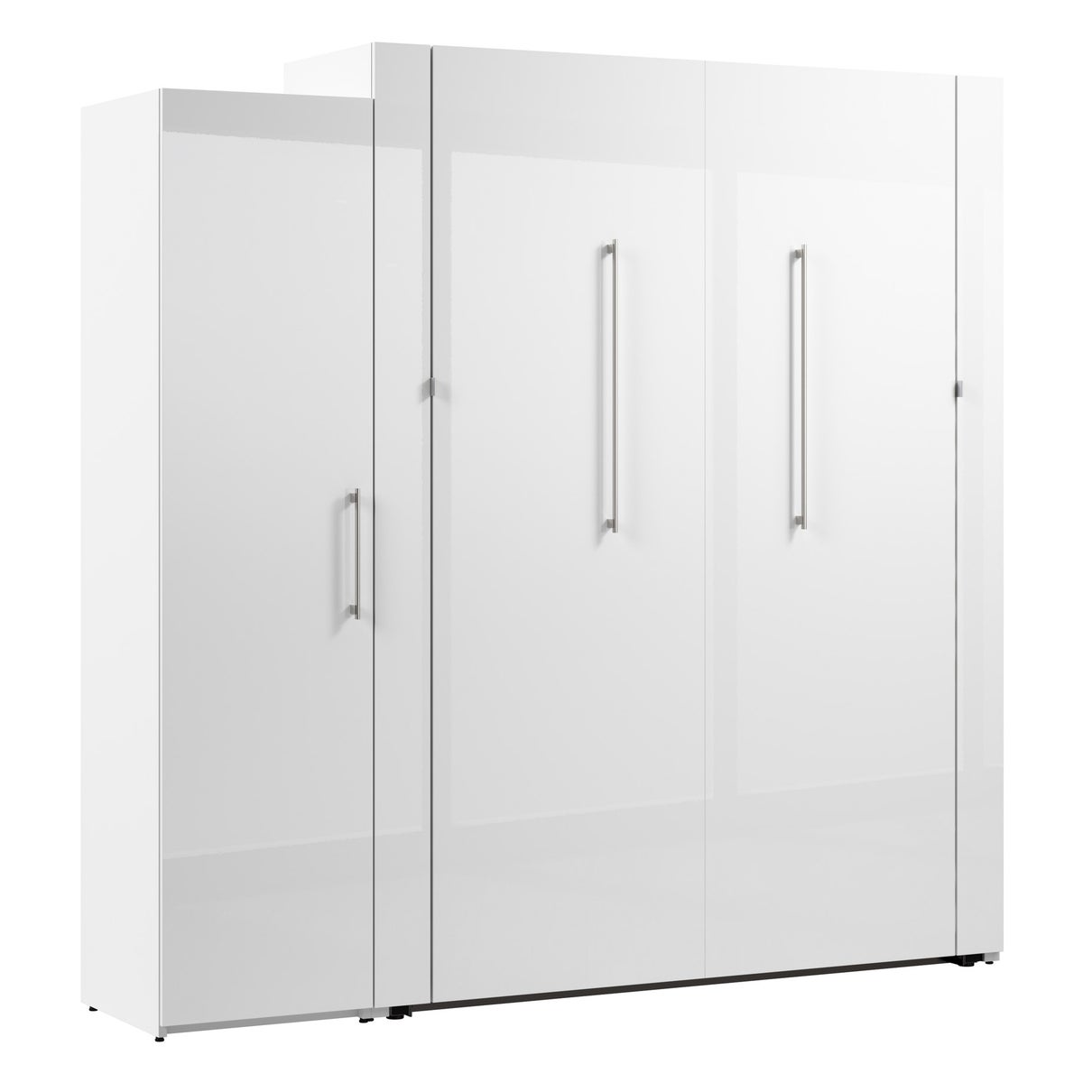 Bestar Avalon Queen Wall Bed with one storage closet, High Gloss White