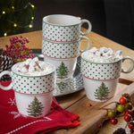 Spode Christmas Tree Collection, Polka Dot - Stacking Mugs, 4-pieces