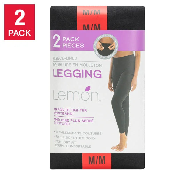 Lemon Women's Fleece Lined Legging, 2-pack