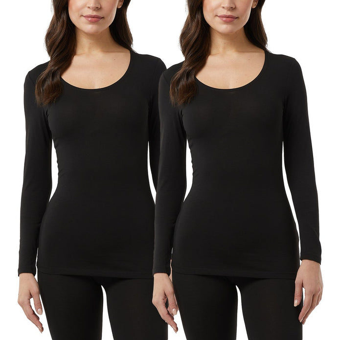32 Degrees Women's Eco Heat Long Sleeve Baselayer Top, 2-pack