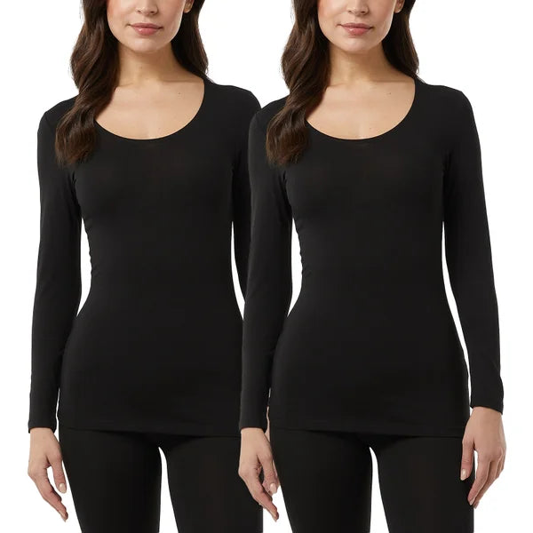 32 Degrees Women's Eco Heat Long Sleeve Baselayer Top, 2-pack