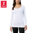 32 Degrees Women's Eco Heat Long Sleeve Baselayer Top, 2-pack - White
