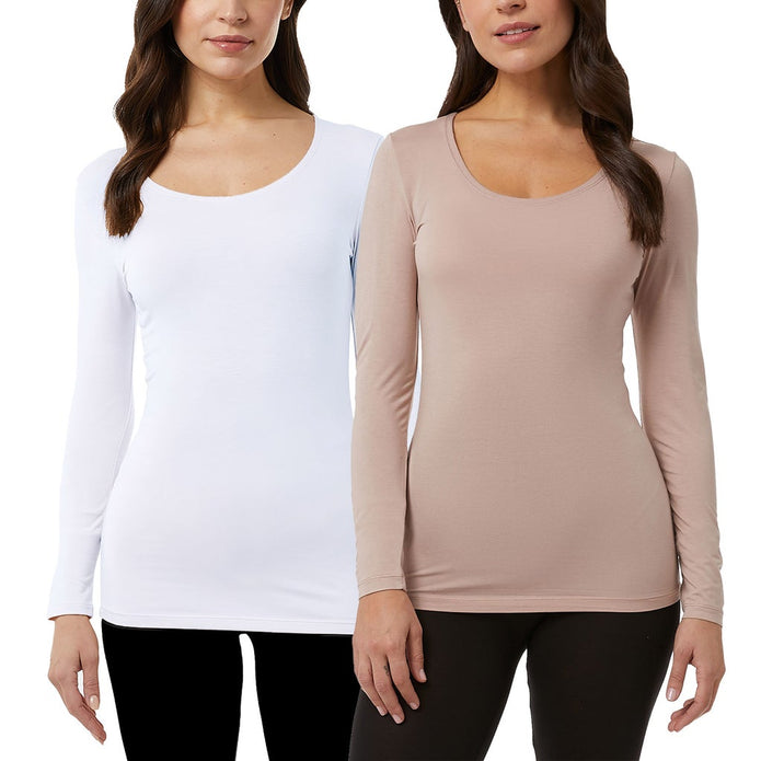 32 Degrees Women's Eco Heat Long Sleeve Baselayer Top, 2-pack