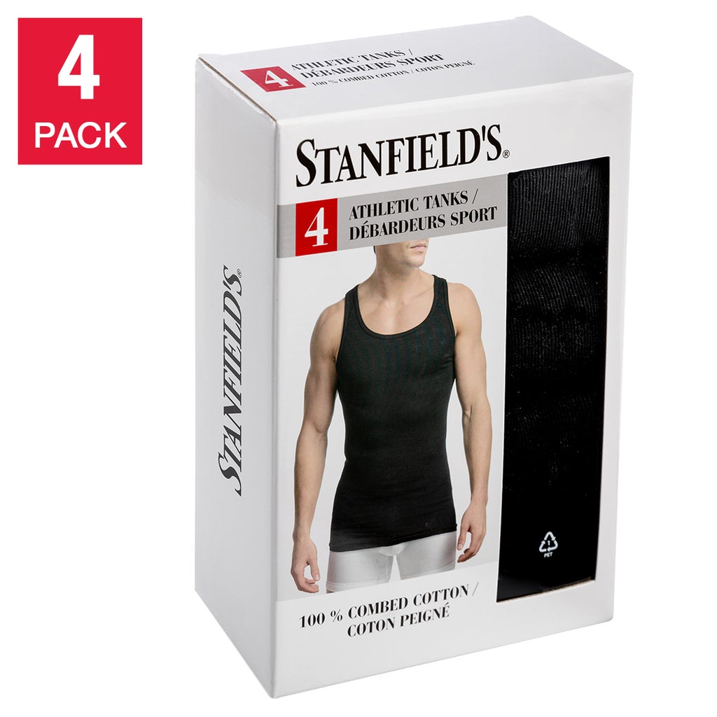 Stanfield’s Men’s Athletic Tank, 4-pack - Black