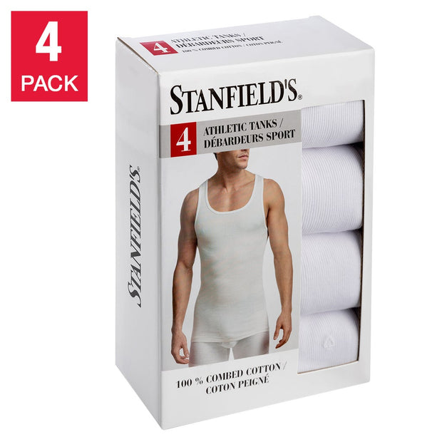 Stanfield’s Men’s Athletic Tank, 4-pack - White