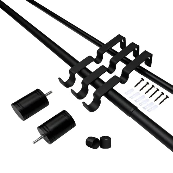 Versailles Imperial Ringlets Finial Double Curtain Rod Set