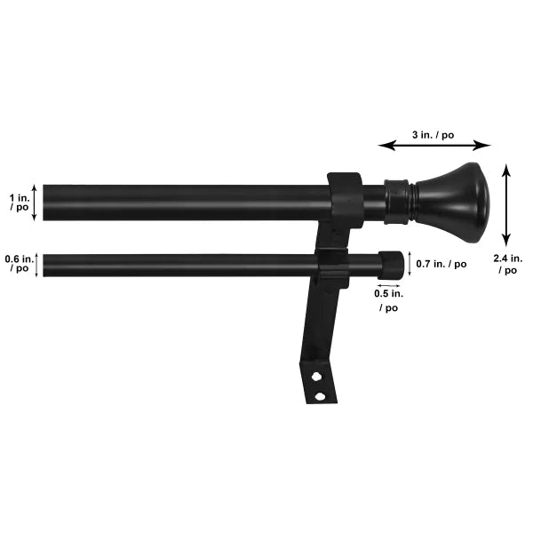 Versailles Imperial Flare Finial Double Curtain Rod Set