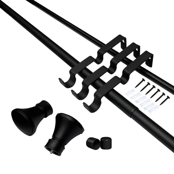 Versailles Imperial Flare Finial Double Curtain Rod Set