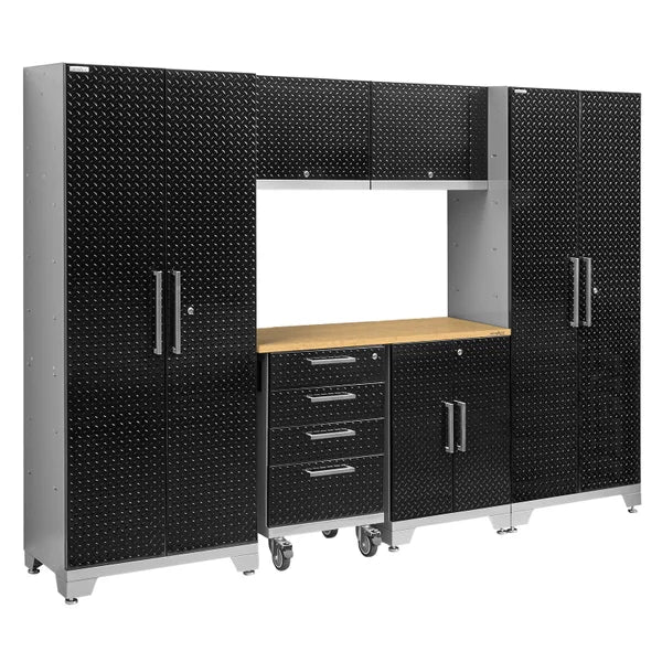 NewAge Products Performance Diamond Plate Series Garage Cabinets, 7-piece Set