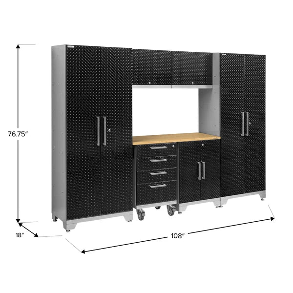 NewAge Products Performance Diamond Plate Series Garage Cabinets, 7-piece Set