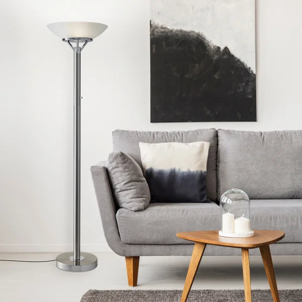 Expo Floor Lamp, Brushed Steel