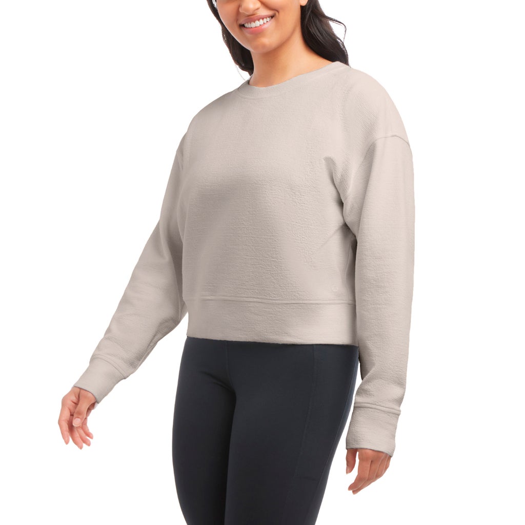 Danskin Women's Wave Jacquard Long Sleeve Crew