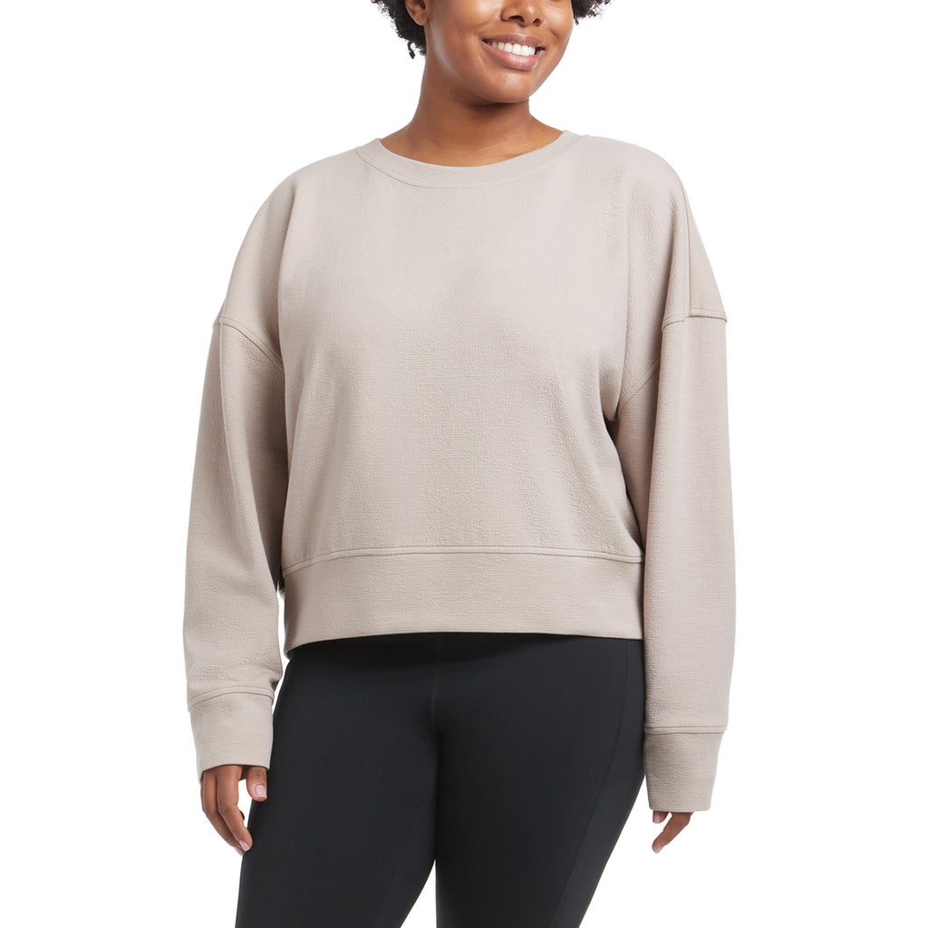 Danskin Women's Wave Jacquard Long Sleeve Crew