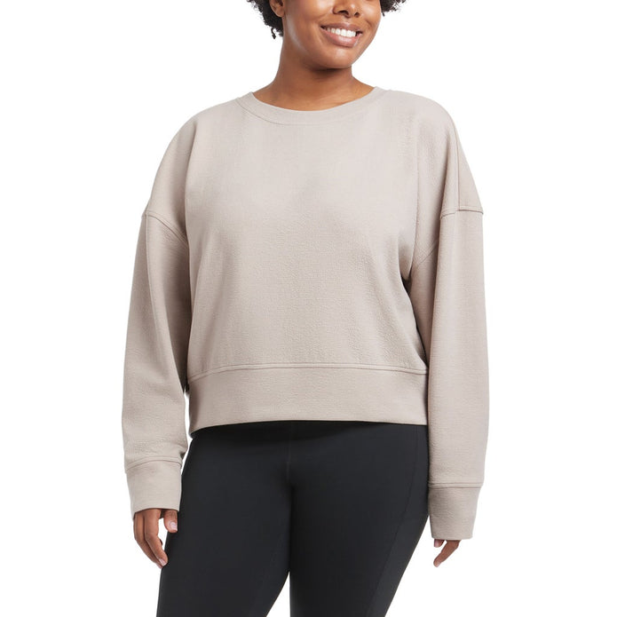 Danskin Women's Wave Jacquard Long Sleeve Crew